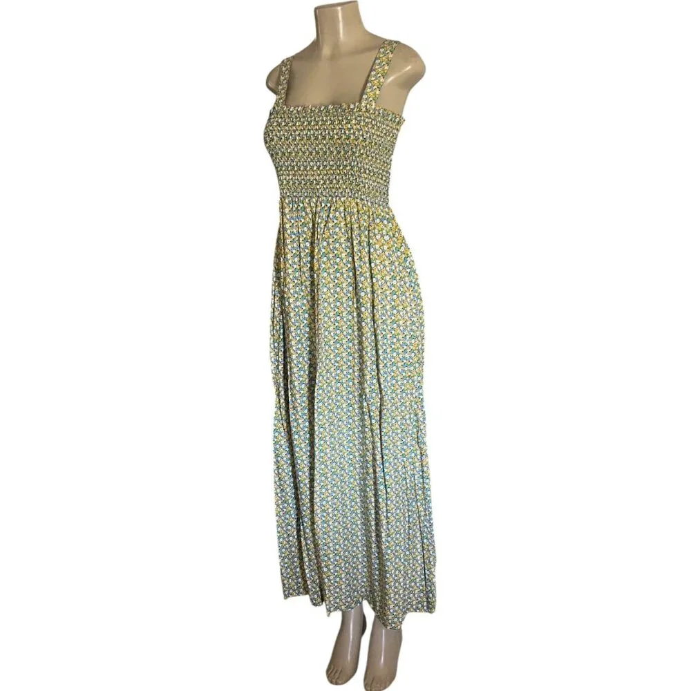 Loft Outlet Sleeveless Floral Smocked Maxi Dress Size Small Summer Sundress - Picture 4 of 7